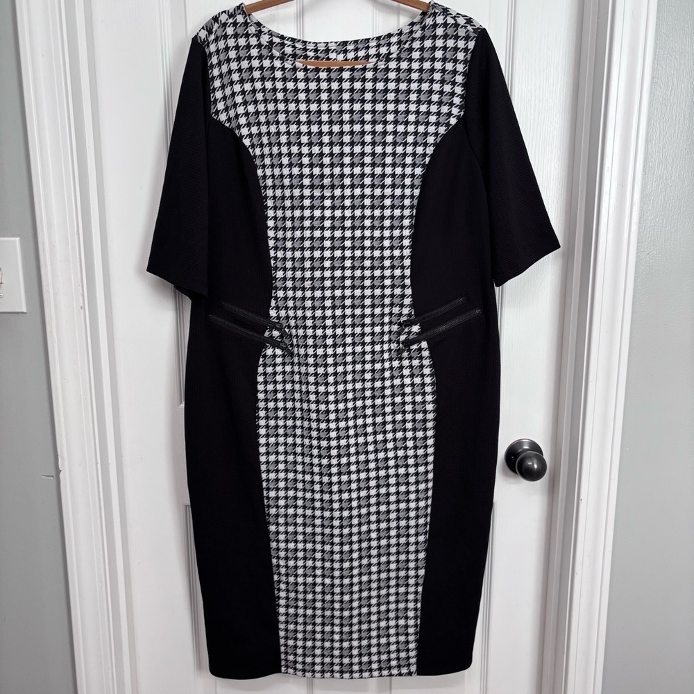 Black Houndstooth Sheath Dress | Cato 18W
